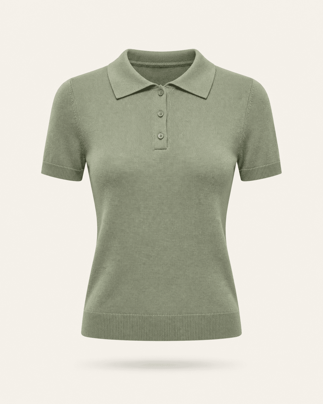 鼠尾草绿针织 Polo